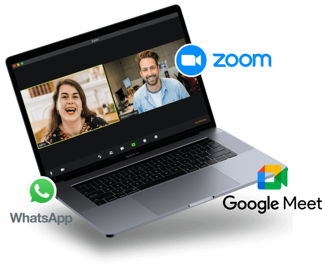 Imagem de uma tela de computador mostrando uma chamada de vídeo para uma consulta psicológica online.